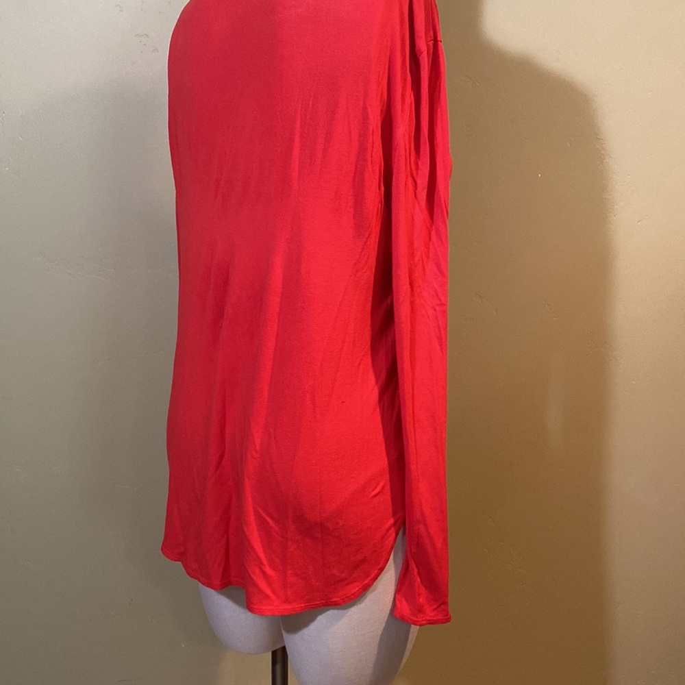 Eileen Fisher Long Sleeve Knit Tunic Top Shirttail Hem Petite Medium PM Red - Picture 4 of 12